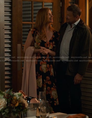 Katherine's black floral print dress on My Life with the Walter Boys