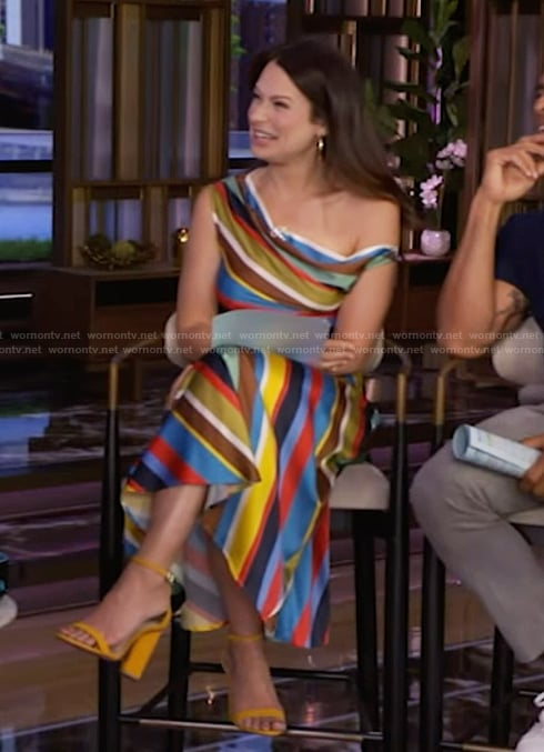 Katie Lowes' rainbow stripe dress on Live with Kelly and Mark