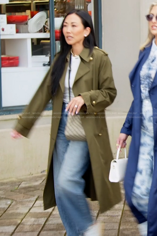 Katie's green trench coat on The Real Housewives of Orange County