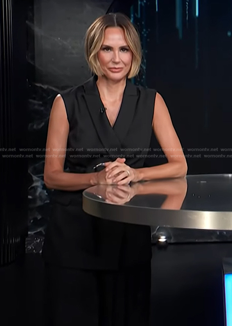Keltie's black belted vest and pants on E! News