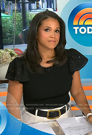 Laura's black eyelet ruffle sleeve top on Today