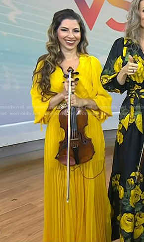 Leah Zeger's yellow pleated maxi dress on Today