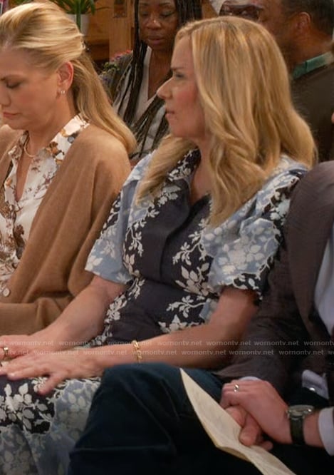 Leanne's blue floral shirtdress on Leanne