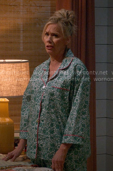 Leanne's green floral pajamas on Leanne