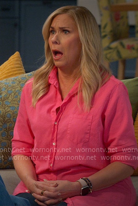 Leanne's pink long shirt on Leanne