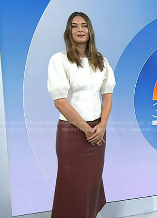 Maria Sharapova's white top and brown leather skirt on Today