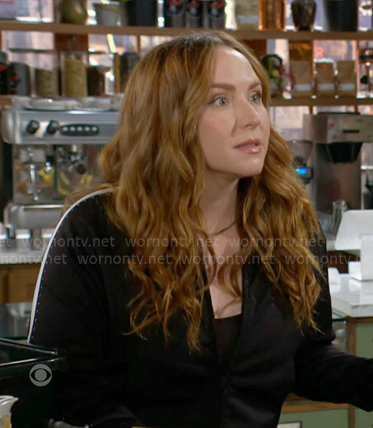 Mariah's black jacket with side stripe on The Young and the Restless