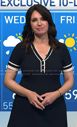 Maria's black contrast trim knit dress on Today
