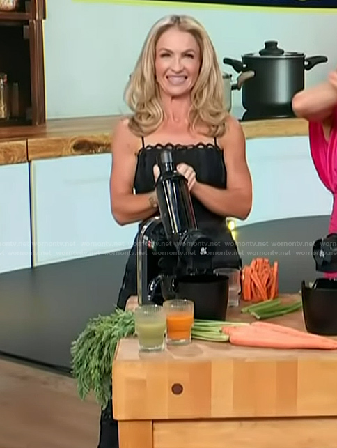 Maria's black lace trim dress on Access Hollywood