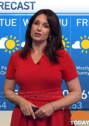 Maria's red v-neck short sleeve dress on Today