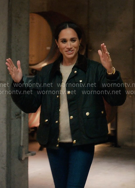 Meghan Markle's green jacket on With Love Meghan