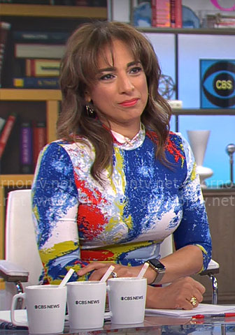 Michelle Miller's marble print dress on CBS Mornings