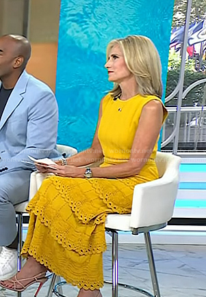 Misty Belles's yellow crochet tiered midi dress on Today
