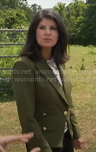 Natalie Brand's green blazer on CBS Mornings