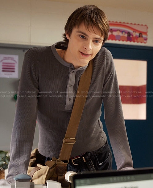 Nathan's gray long sleeve henley on My Life with the Walter Boys