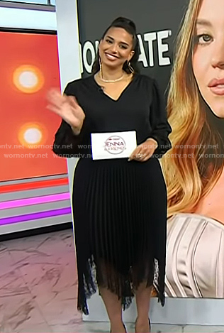 Nessa Diab's black fringe hem dress on Today