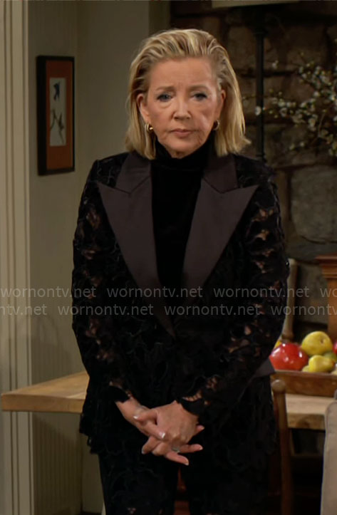 Nikki's black lace suit on The Young and the Restless