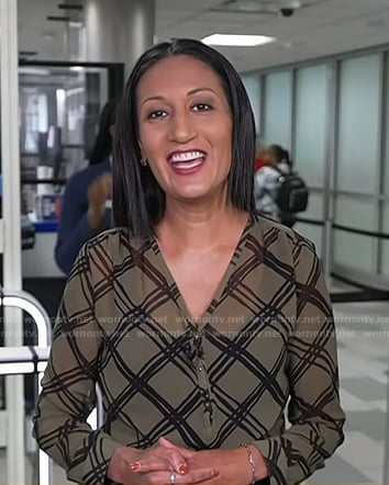 Priya Sridhar's green plaid blouse on Today