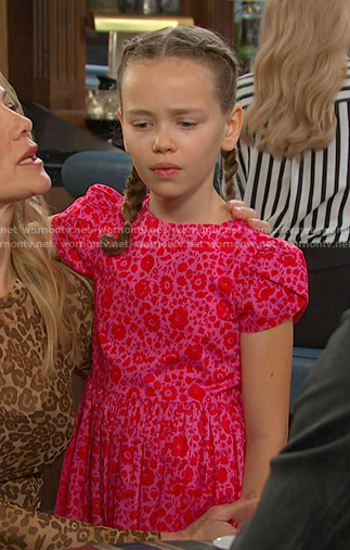 Rachel's red and pink floral dress on Days of our Lives