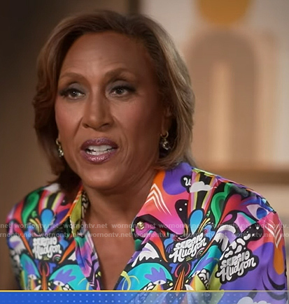 Robin's multicolor print shirt on Good Morning America