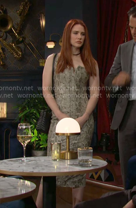 Sally's snake print dress on The Young and the Restless