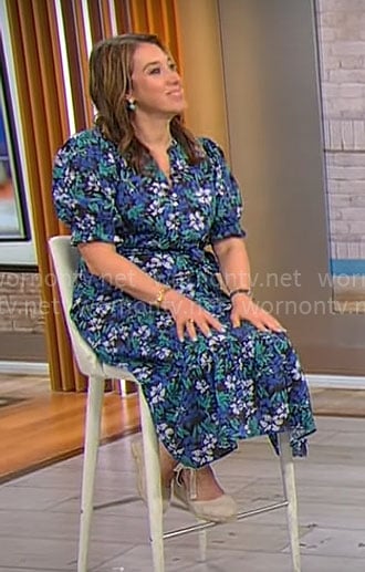 Sarah Gelman's blue floral dress on CBS Mornings