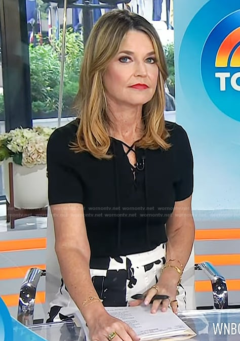 Savanah's black top and floral skirt on Today