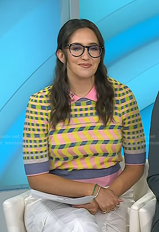 Savannah's multicolor check polo sweater on Today