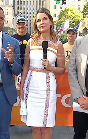 Savannah's white print paneled dress on Today