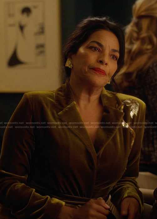 Seema's gold velvet pajama robe on And Just Like That