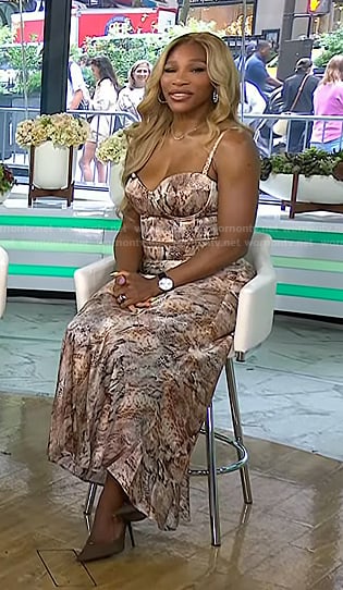 Serena Williams's snake print bustier top and skirt on Today