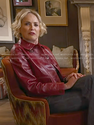 Sharon Stone's red leather jacket on Today