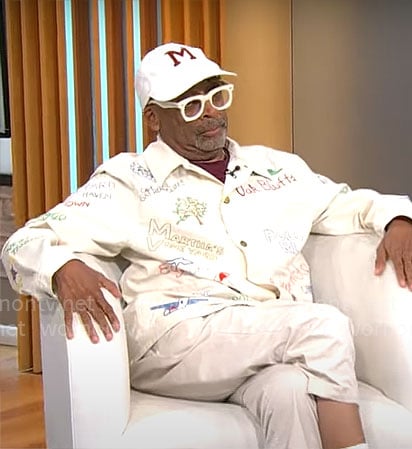 Spike Lee's graphic printed jacket on CBS Mornings