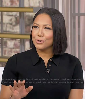 Stephanie's black polo and mini skirt on Good Morning America