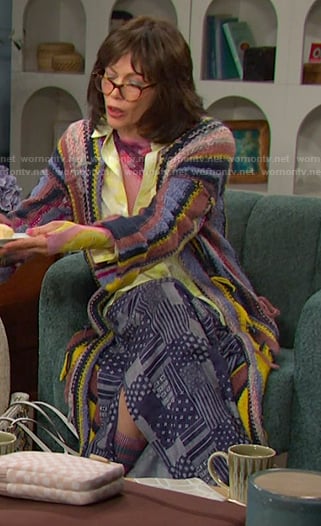 Susan's striped knit long cardigan on Days of our Lives