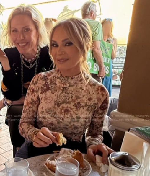 Tamra's floral print mesh top on The Real Housewives of Orange County
