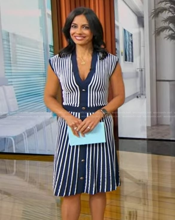 Tara's blue stripe knit dress on Good Morning America