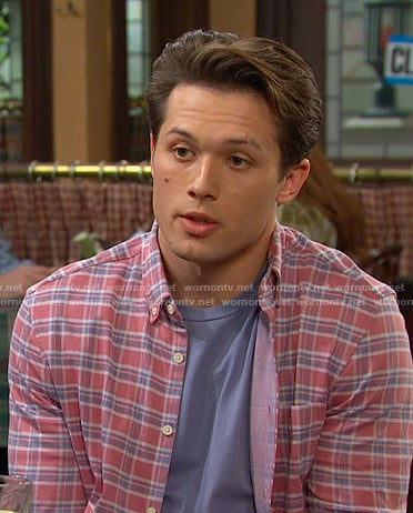 Tate's pink plaid shirt on Days of our Lives