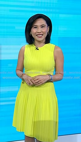 Vicky Nguyen's yellow sleeveless ribbed dress on Today