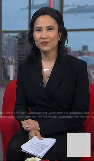 Vicky's black double breasted blazer dress on NBC News Daily