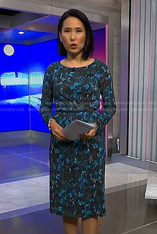Vicky's blue floral print dress on NBC News Daily