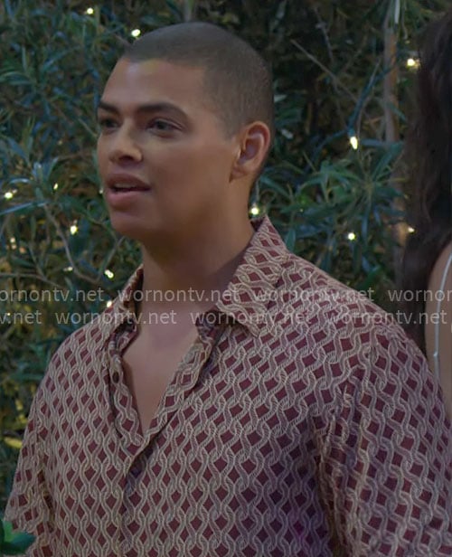 Zende's rope print shirt on The Bold and the Beautiful