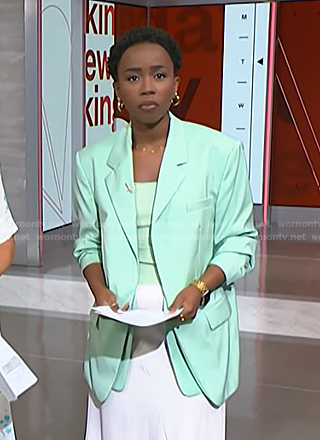 Zinhle's mint green layered blazer on NBC News Daily