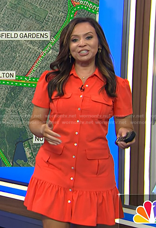 Adelle's red mini shirtdress on Today