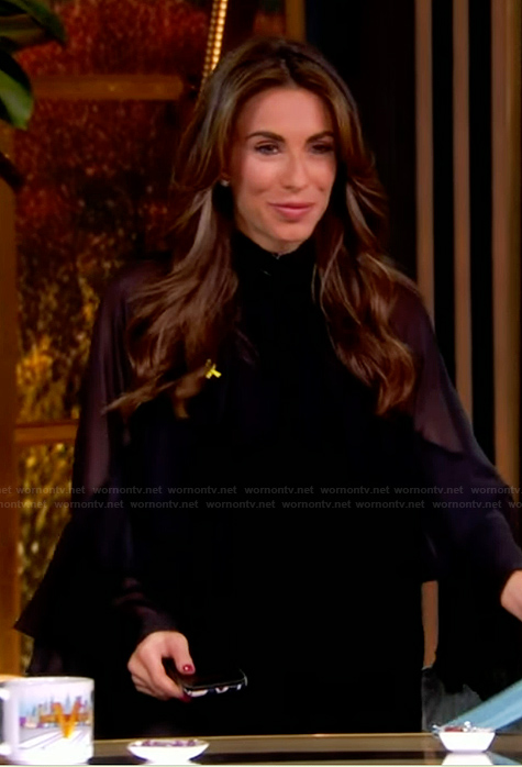 Alyssa's black ruffle mini dress on The View