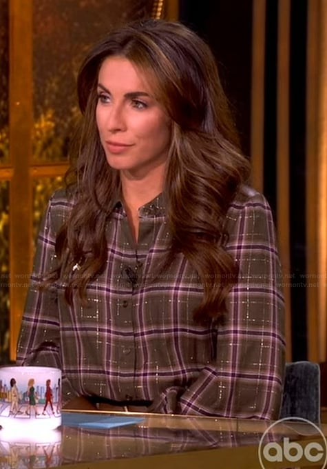 Alyssa's green plaid mini dress on The View