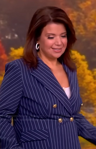 Ana's navy pinstripe blazer and pants on The View