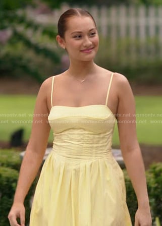 Belly's yellow midi dress on The Summer I Turned Pretty