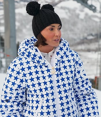Bronwyn's blue star print ski jacket on The Real Housewives of Salt Lake City