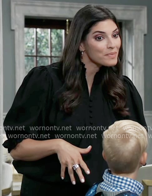 Brook Lynn's black puff-sleeve top on General Hospital